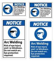soudage à l'arc risque de blessure aux yeux protection des yeux requise vecteur