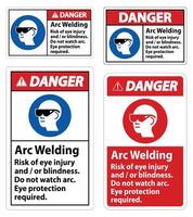 soudage à l'arc risque de blessure aux yeux protection des yeux requise vecteur
