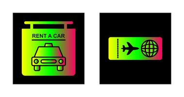 location une voiture et avion des billets icône vecteur