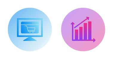commerce électronique site Internet et en hausse statistiques icône vecteur
