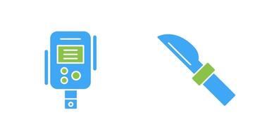 Diabète tester et couteau icône vecteur
