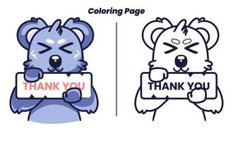 merci koala avec des pages à colorier vecteur