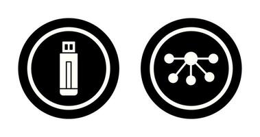 USB conduire et nœuds icône vecteur