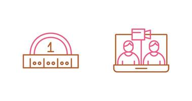 vidéo conférence et règle icône vecteur