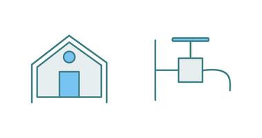 tente et robinet icône vecteur