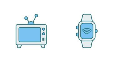 télévision et intelligent regarder icône vecteur