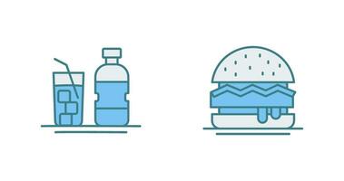 minéral l'eau et Hamburger icône vecteur