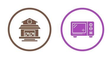 entrepôt et four micro onde icône vecteur