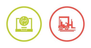 24 heures et chariot élévateur icône vecteur