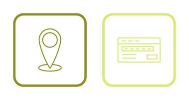 emplacement et crédit carte icône vecteur