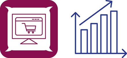 commerce électronique site Internet et en hausse statistiques icône vecteur