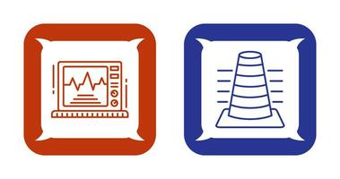 bollard et ekg moniteur icône vecteur