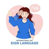femme utilise la langue des signes pour communiquer vecteur