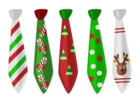 ensemble de cravates de noël avec décoration festive vecteur