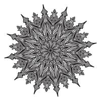 Élément de conception de motif ornemental s'épanouir mandala noir et blanc vecteur