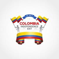 fête de l'indépendance de la colombie avec le symbole de l'état du drapeau vecteur