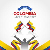 fête de l'indépendance de la colombie avec le symbole de l'état du drapeau vecteur
