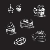 illustration de gâteaux par croquis, autocollant de boulangerie vecteur