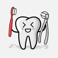 illustration de caractère de dents avec équipement dentaire. mascotte de dent vecteur