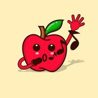 illustration de caractère pomme isolé vecteur expression mignonne émoticône