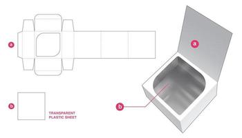 boîte d'emballage avec gabarit découpé en feuille de plastique vecteur