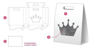 boîte d'emballage avec gabarit découpé en feuille de plastique vecteur