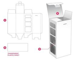boîte d'emballage avec gabarit découpé en feuille de plastique vecteur