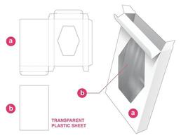 boîte d'emballage avec gabarit découpé en feuille de plastique vecteur