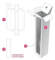 boîte d'emballage avec gabarit découpé en feuille de plastique vecteur