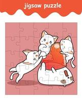 jeu de puzzle d'adorables ours et chats avec dessin animé coeur vecteur