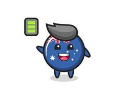 personnage de mascotte d'insigne de drapeau australien avec un geste énergique vecteur