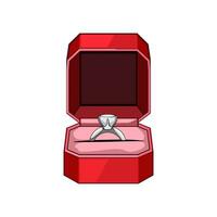 mariage proposition bague boîte dessin animé vecteur illustration