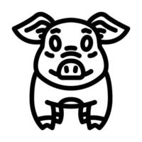 mignonne porcelet porc ferme ligne icône vecteur illustration