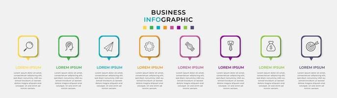 modèle d'entreprise de conception infographique avec des icônes et 8 options ou étapes vecteur