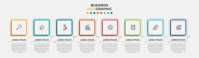 modèle d'entreprise de conception infographique avec des icônes et 8 options ou étapes vecteur