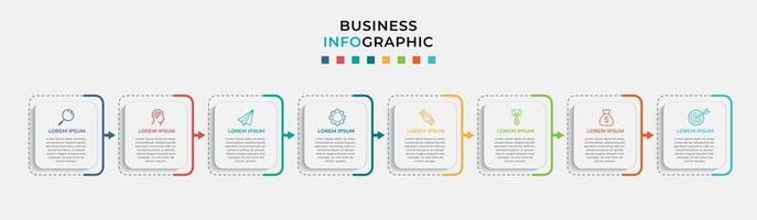 modèle d'entreprise de conception infographique avec des icônes et 8 options ou étapes vecteur