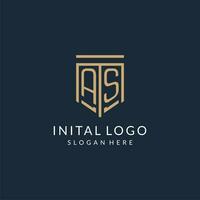 initiale comme bouclier logo monoline style, moderne et luxe monogramme logo conception vecteur