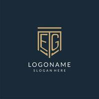 initiale par exemple bouclier logo monoline style, moderne et luxe monogramme logo conception vecteur