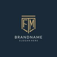 initiale fm bouclier logo monoline style, moderne et luxe monogramme logo conception vecteur