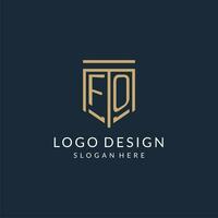 initiale fo bouclier logo monoline style, moderne et luxe monogramme logo conception vecteur