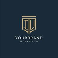 initiale iu bouclier logo monoline style, moderne et luxe monogramme logo conception vecteur