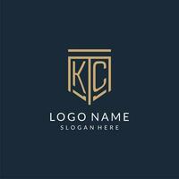 initiale kc bouclier logo monoline style, moderne et luxe monogramme logo conception vecteur