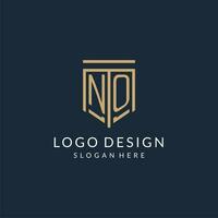 initiale non bouclier logo monoline style, moderne et luxe monogramme logo conception vecteur