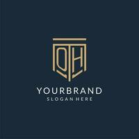 initiale Oh bouclier logo monoline style, moderne et luxe monogramme logo conception vecteur