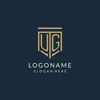 initiale euh bouclier logo monoline style, moderne et luxe monogramme logo conception vecteur