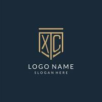 initiale xc bouclier logo monoline style, moderne et luxe monogramme logo conception vecteur