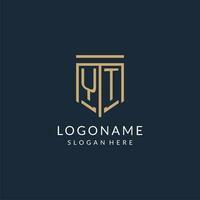 initiale yt bouclier logo monoline style, moderne et luxe monogramme logo conception vecteur