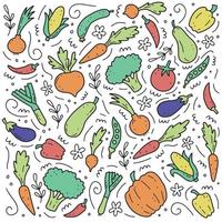 ensemble de légumes dessinés à la main. illustration vectorielle de doodle skecth vecteur