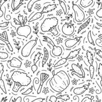 modèle sans couture dessiné à la main de légumes. illustration vectorielle. vecteur