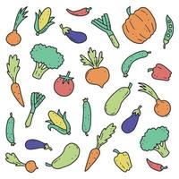 ensemble de légumes dessinés à la main. illustration vectorielle de doodle skecth vecteur